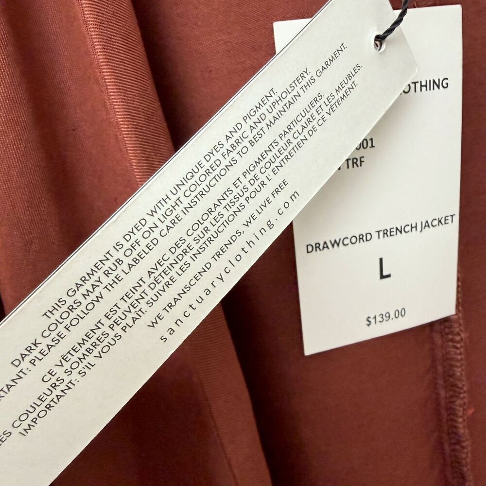 Sanctuary Womens Utility Jacket Large Rust Red Lyocell Casual Waterfall Front NW - Picture 9 of 9
